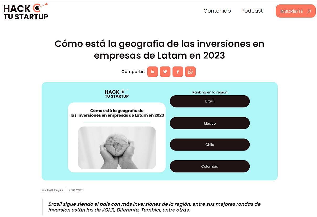 Cmo est la geografa de las inversiones en empresas de Latam en 2023